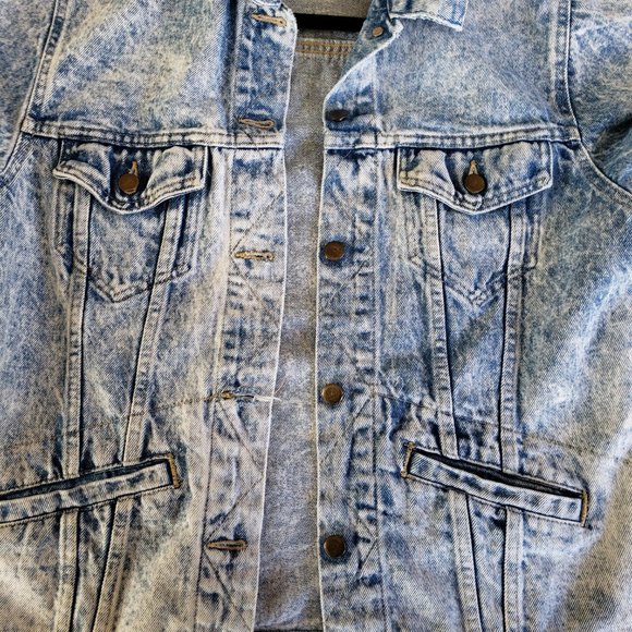 Vintage 80s Stone Wash Denim Button Up Jacket - Picture 4 of 8